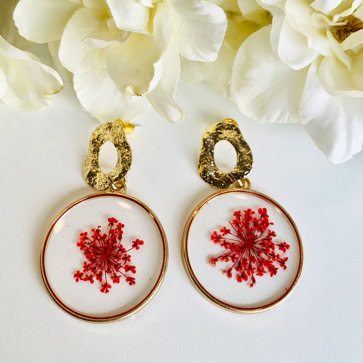 Little red flower earrings – Aegis Jewelry