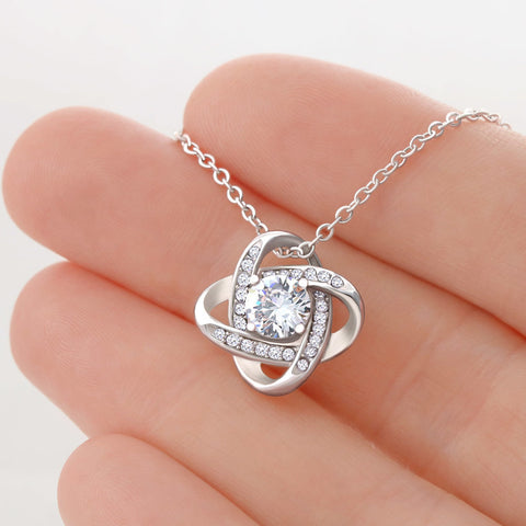 Pineapple Love Knot Necklace - 14K White Gold Over Stainless Steel