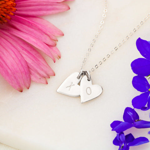 Heart Shaped Anniversary Necklace With Personalized Hand -Stamped Letters