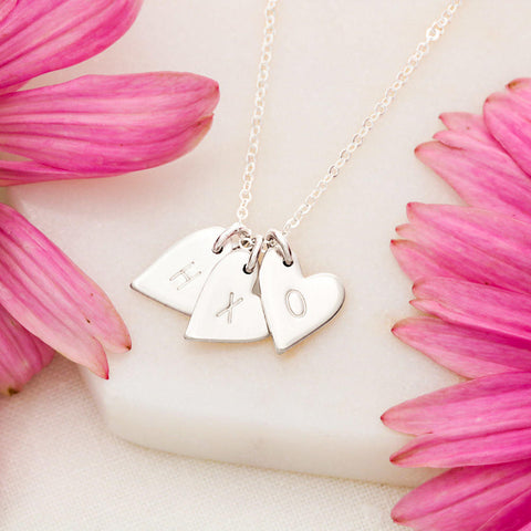 Heart Shaped Anniversary Necklace With Personalized Hand -Stamped Letters