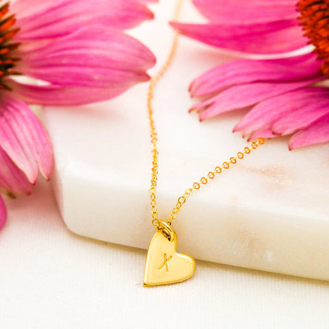 Heart Shaped Anniversary Necklace With Personalized Hand -Stamped Letters