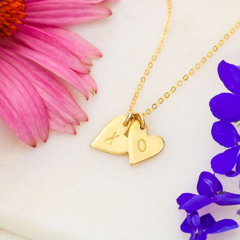 Heart Shaped Anniversary Necklace With Personalized Hand -Stamped Letters