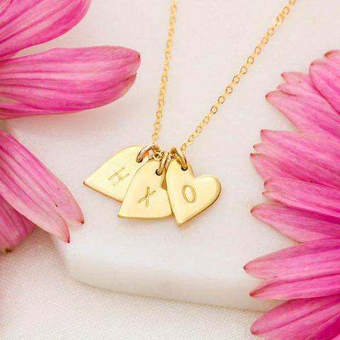Heart Shaped Anniversary Necklace With Personalized Hand -Stamped Letters